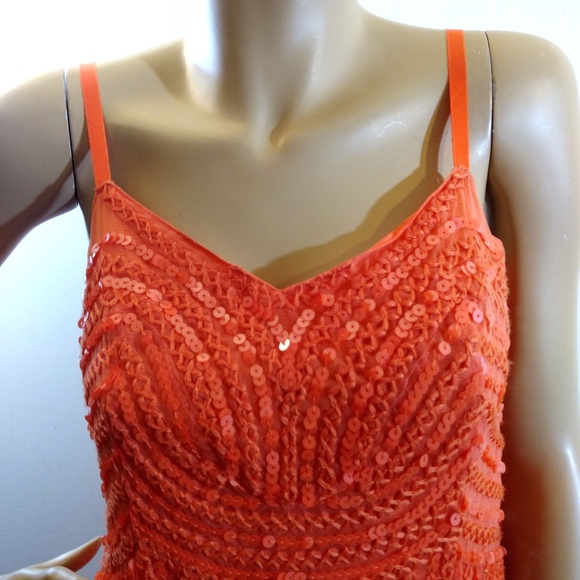 NWT Free People Coral Sequin Mesh Asymmetric Dress - Picture 5 of 10